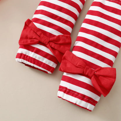 Children's Holiday Set Santa Claus Print Bodysuit+ Yarn skirt+Headband+Socks 4Pcs/Set   0-18 Months Baby Girl Christmas Set