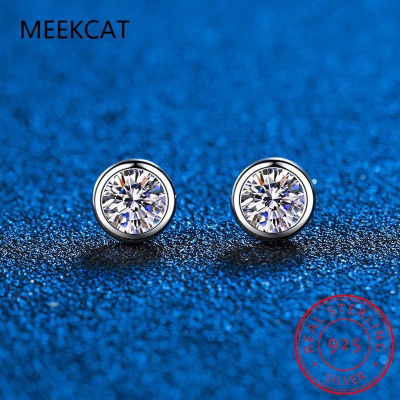 Moissanite Stud Earrings Women Men 0.3-1 Carat Sterling Silver Round Diamond Bubble Stud Earrings Moissanite Earrings