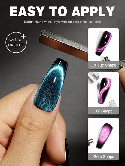 YOKEFELLOW Dreamland Cat Eye Gel Polish 10ml Blue Magnetic Gel Nail Polish Soak off UV Professional Gel Polish Manicure DIY