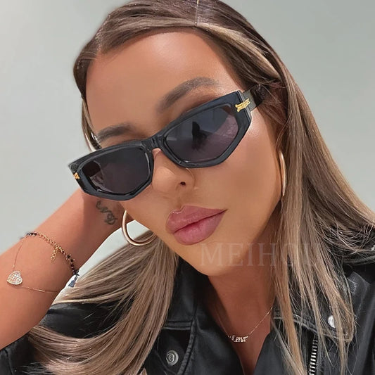 Fashion Brand Women's Glasses 2023 Trend Shades For Women Luxury Cat Eye Sunglasses Ladies Elegant Black Vintage Eyewear U400