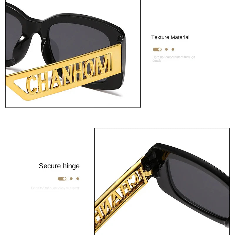 Fashion Fishing Sunglasses Male Female Black Frame Letter Palm Hip-hop Trend Brand High-end Sense Sunglasses Travel Sunglasses