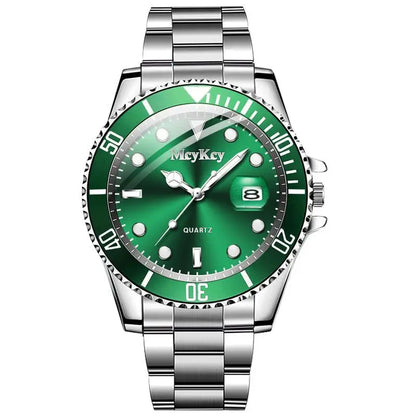 Hot Sale Men's Steel Strap Green Aqua Ghost with Calendar Quartz Watch Classic Men's Watches Fashion Matching Goods