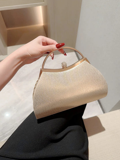 Women's classic pleated design shiny handheld evening bag with rhinestone decoration evening bag dress bag party bag prom bag dr