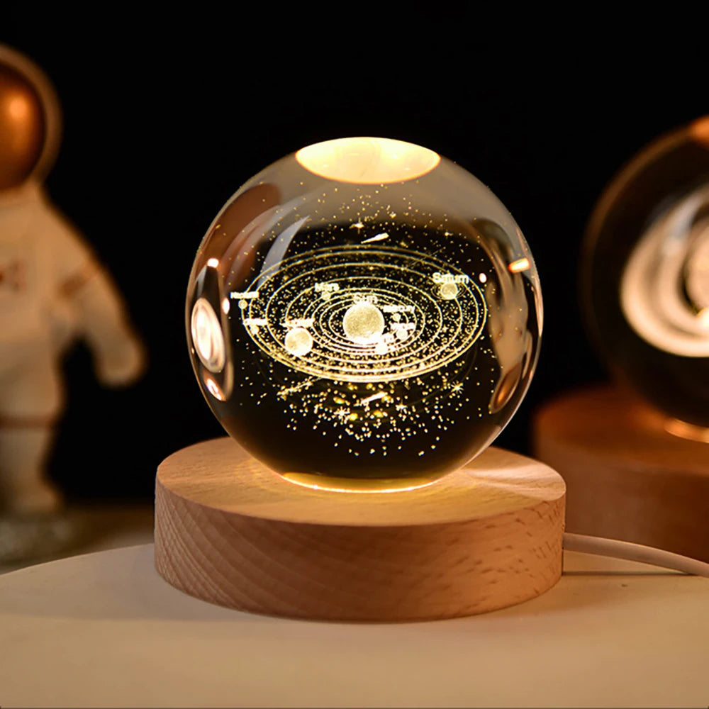 3D Crystal Ball Lamp with Galaxy and Planetary Projections USB Night Light for Cozy Atmosphere Plasma Ball Creative Gift