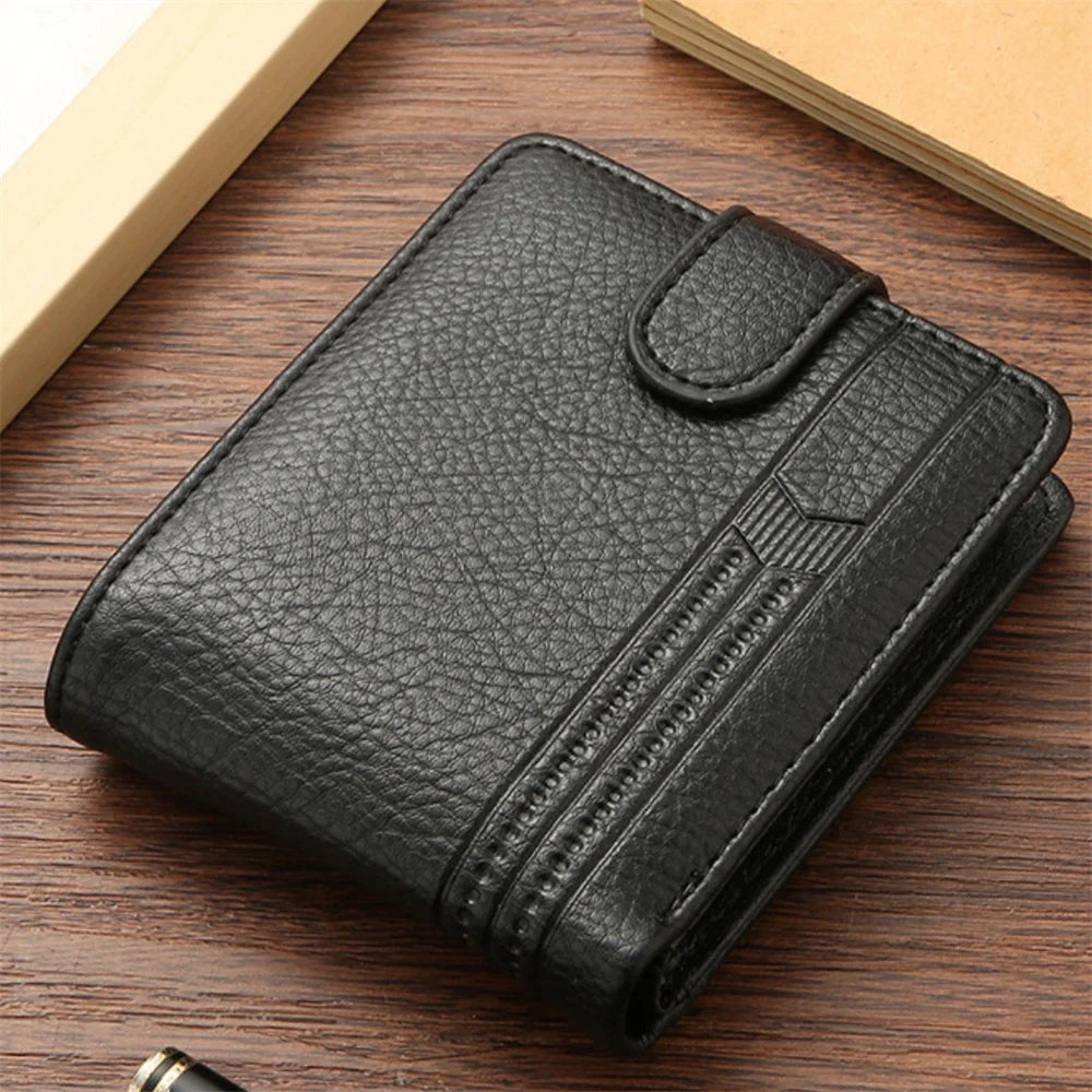 New Men Short Bifold PU Leather Wallet