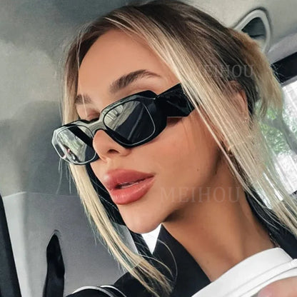 Vintage Women's Rectangle Sunglasses 2024 Trends Brand Square White Big Frame Sun Glasses Female Oculos Lunette De Soleil