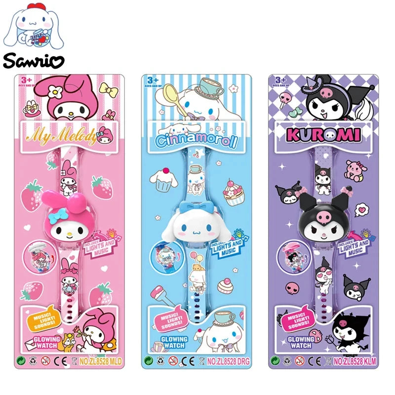 Kawaii Sanrio Watch Cinnamoroll Wrist Watch Kuromi Clock My Melody Watchband Anime Figures Accessories Girl Gift Kid Student Toy