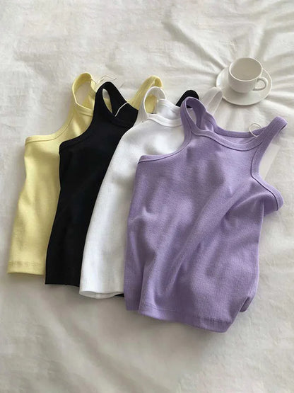 2024 Women Tank Tops Sexy Cropped Top Female Women Summer Camisole Camis Black White Sport Clothes For Women