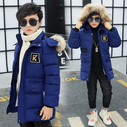 New 2024 Kid Winter Jacket A Boy Park 12 Children's Clothing 13 Baby 14 Outerwear 15 Coats 9 Thick Cotton Thickening -30 Degrees