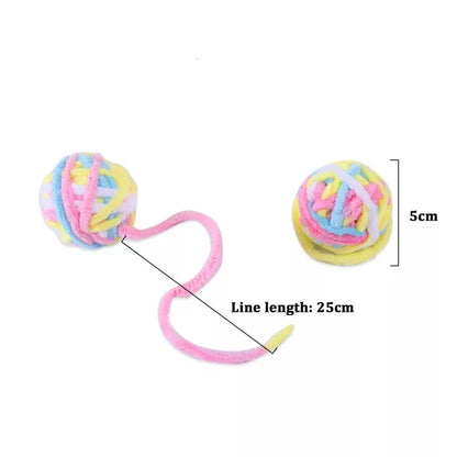 MADDEN Funny Cat Toys Colorful Yarn Balls with Bell Sounding Interactive Chewing Toy for Kitten Stuffed Toy Ball Cat Supplies