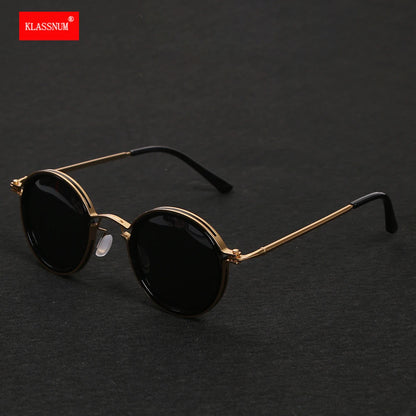 KLASSNUM Men Polarized Sunglases 2023 Luxury Design Metal Round Frame Sun Glasses Women Retro UV400 Shades Classic Eyewear New