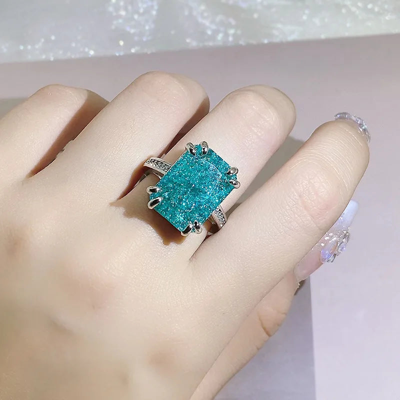 925 Silver New arrival Paraiba Tourmaline Gemstones Ring for Charm Lady finger fine jewelry silver wedding party wholesale gift