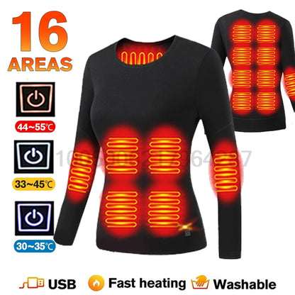 Winter Heated Underwear Set Women Men USB Electric Heating Jacket Winter Sports Thermal Underwear Electric Heated Equipment