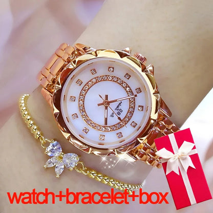 Top Brand Elegant Women Watches Luxury Rhinestone Ladies Wrist Watches Rose Gold Clock Watches For Women relogio feminino