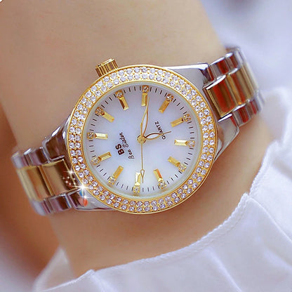 Golden Women Wrist Watches For Ladies Dress Watch Women Montre Femme Crystal Diamond Watches Stainless Steel Silver Clock