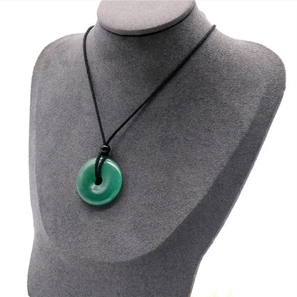 Vintage Jade Beads Round Stone Pendant Necklaces for Women Couples Aesthetic Rope Chain Clavicle Chain Necklace New In Jewelry