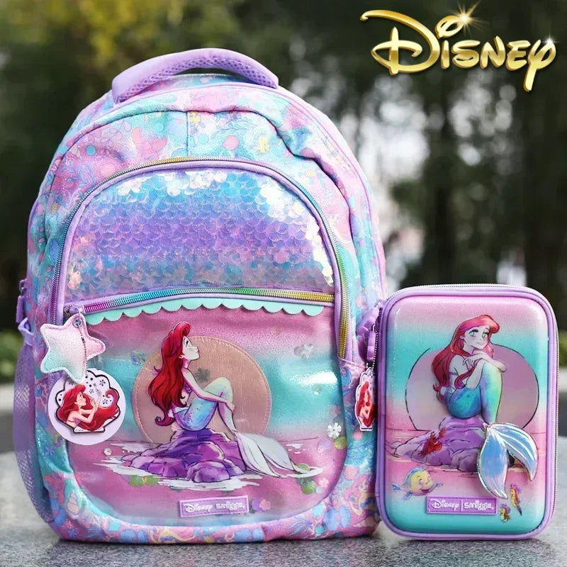 Genuine Disney Smiggle Mermaid School Bag Pencil Case Notebook Y2k Stationery Set Student Lunch Bag Backpack Girl Birthday Gift