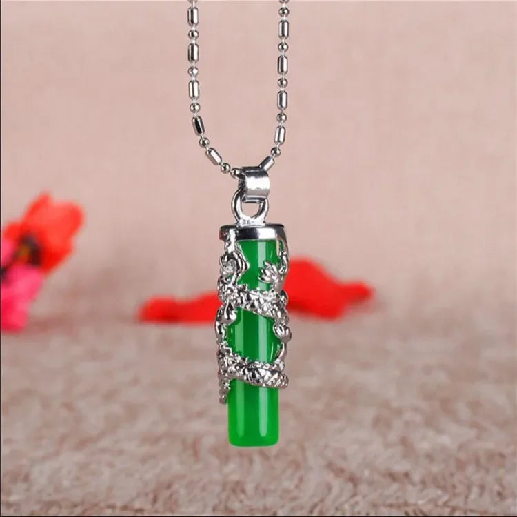 Natural Green Hetian Jade Pendant 925 Silver Necklace Chinese Jadeite Amulet Fashion Charm Jewelry Gifts for Women Her