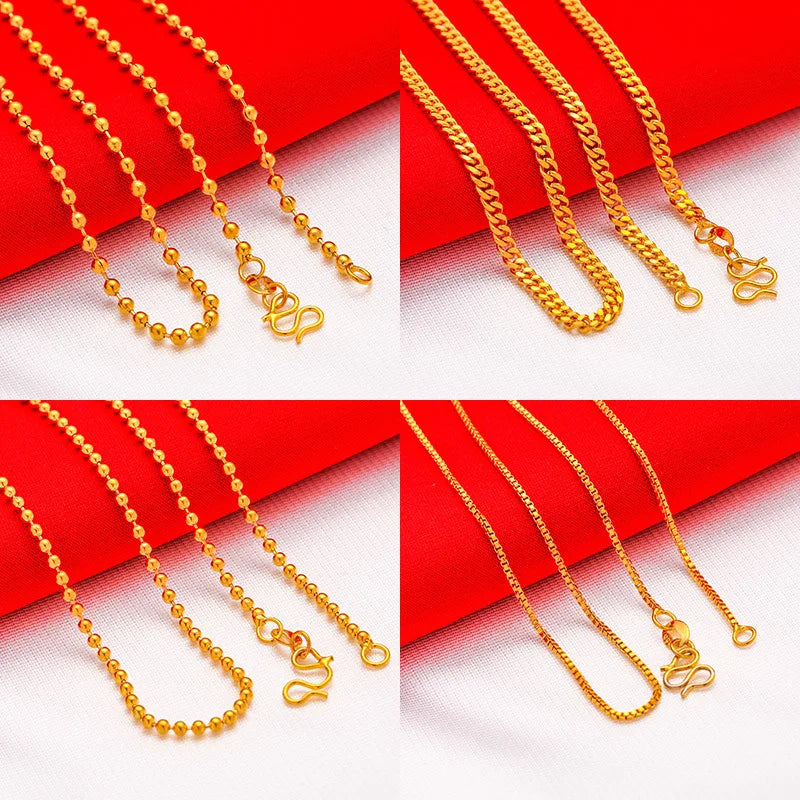 Simple 14k yellow Gold Plated Versatile Necklaces for women Fashion Clavicle Chainnot fade Wedding Anniversary High Jewelry Gift