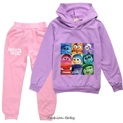 Inside Out2 Kids Hooded Clothes Baby Boys Tracksuit