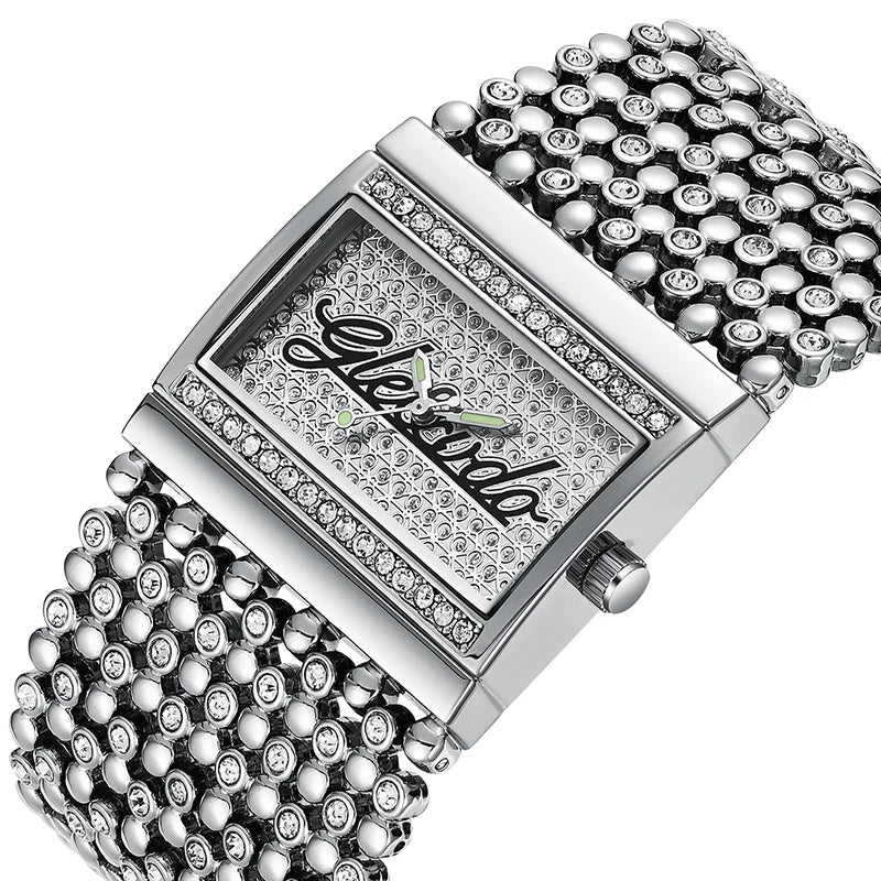 Square Women Silver Watches Top Brand Luxury Ladies Wrist Watches Female Clock relogio feminino Dropship Rhinestone