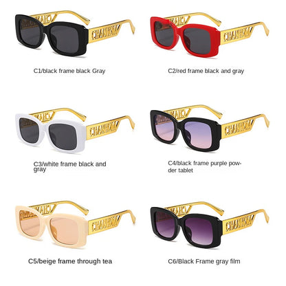 Fashion Fishing Sunglasses Male Female Black Frame Letter Palm Hip-hop Trend Brand High-end Sense Sunglasses Travel Sunglasses