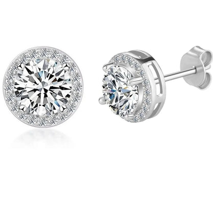 Moissanite Round Earrings Engagement Wedding Gift