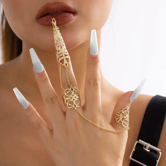 4Pcs Unique Gypsy Dubai Finger Adjustable Open Finger Rings for Women Trendy Vintage Punk Nail Ring Belly Dancer Cosplay Jewelry