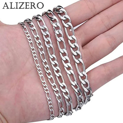 Men's 925 Sterling Silver Necklace 2/4/6/8/10/12MM 40-75cm Figaro Chain Necklace Lobster Clasp Men Women Engagement Jewelry