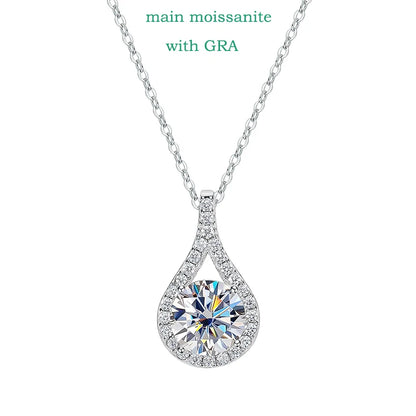 1-5ct Real Moissanite Necklace Sparkling S925 Sterling Silver Jewelry Water Drop