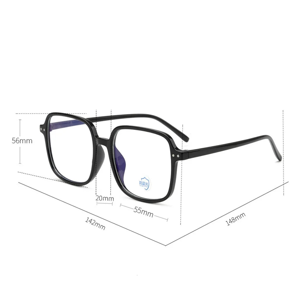 KLASSNUM Women Anti-Blue Light Glasses Oversize Square Ultra-Light Transparent Computer Eyewear Presbyopia Glasses Frame 2024