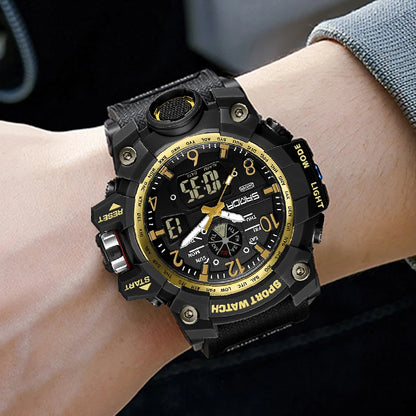 Watches For Men 50M Waterproof Clock Alarm reloj hombre 2024 Dual Display Wristwatch Quartz Military Watch Sport New Mens