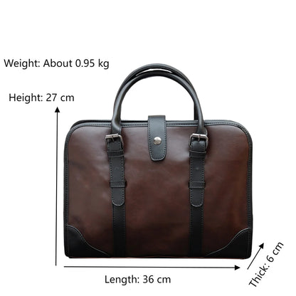 Leather Men's Briefcases 14 Inch Laptop Computer and Tablet Shoulder Crossbody Bags Carrying Case Man Business Office Handbag