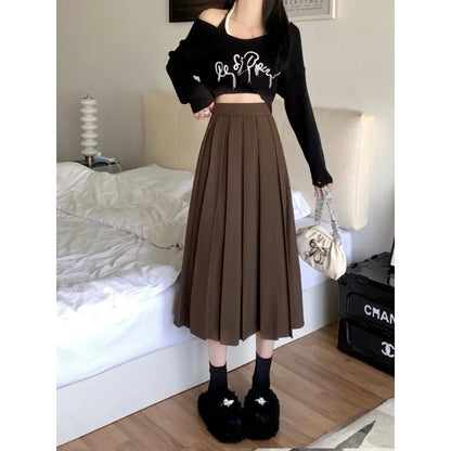 Modest Skirts for Women  Korean Style Long Black Skirt Women's Pleated Skirt Long Skirts for Women Fashion 2023 Dazy  A-LINE