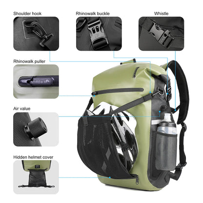 Rhinowalk Bike Pannier Bag 22L Fully Waterproof Trunk Bag Backback Capacity Multifunctional Rear Rack Cycling Bag Shoulder Bag