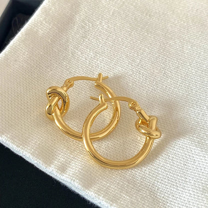 Hot Designer Brand Runway Small Circle Knotted 18K Gold Silver Earrings Women Top Quality Famous Luxury Jewelry Trendy