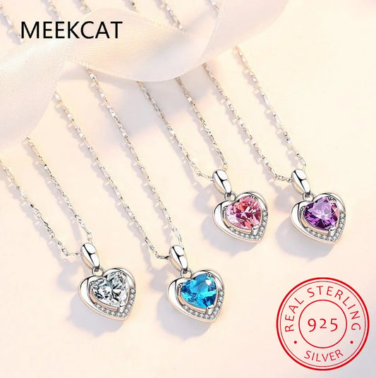 Heart shape 3ct moissanite Diamond Pendant Real 925 Sterling Silver Charm Party Wedding Pendants Necklace For Women Fine Jewelry