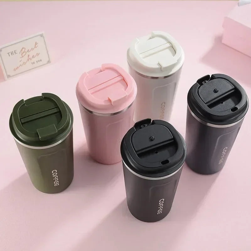 Portable 304 Stainless Steel Coffee Cup 380ml/510ml Vacuum Double-layer Insulated Cup Sealed Leak-proof Mug Outdoor Coffee Cup