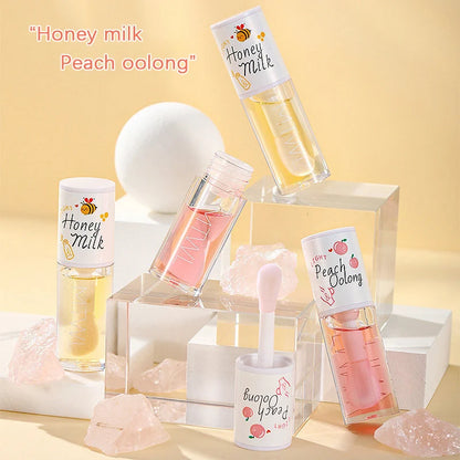 Lip Essential Oil Durable Moisturizer Soothes Dry White Peach Honey Essential Oil Lovely Big Brush Head