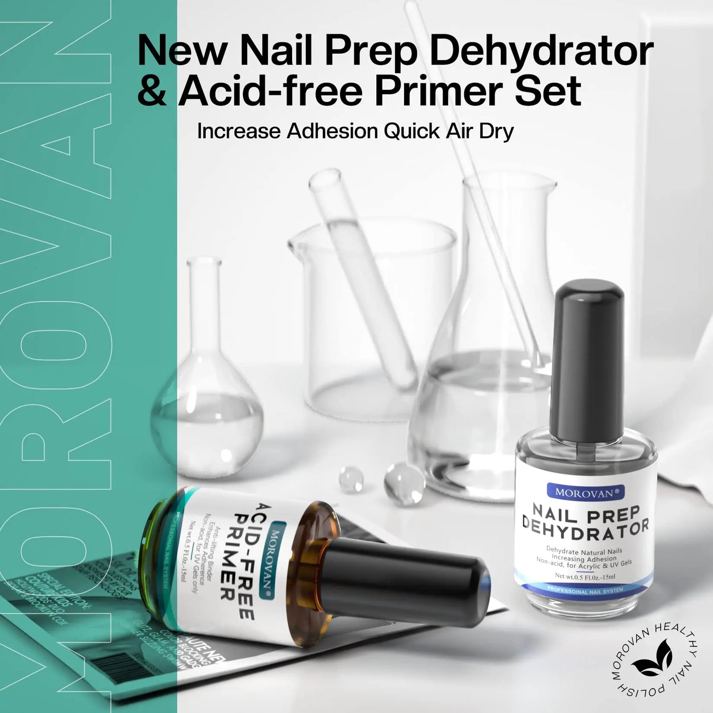 Morovan Natural Nail Dehydrator and Acid-Free Primer Nail Dehydrator for Acrylic and Gel Nail Polish Nail Primer for U V Gel