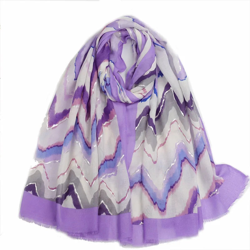 Newest Vintage Printing With Sliver Foiled Luxury Brand Woman Scarf Female Designer Shawls