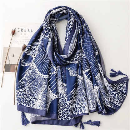 High Quality Charming Big Flower Women Scarf Fashion Beach Shawls for Lady Luxury Female Long Seaside Shawl with Tassel 2023