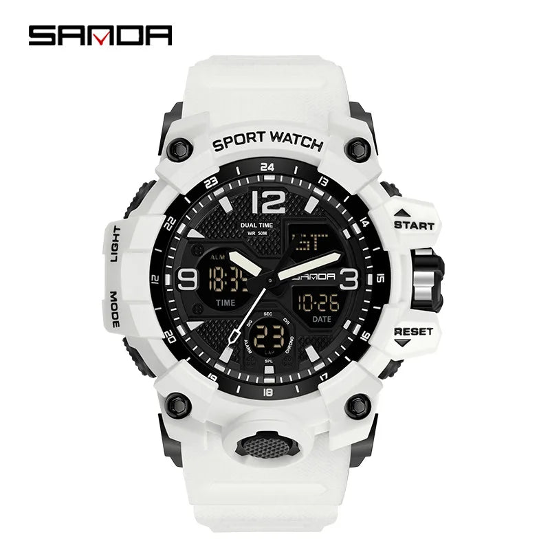 Watches For Men 50M Waterproof Clock Alarm reloj hombre 2024 Dual Display Wristwatch Quartz Military Watch Sport New Mens