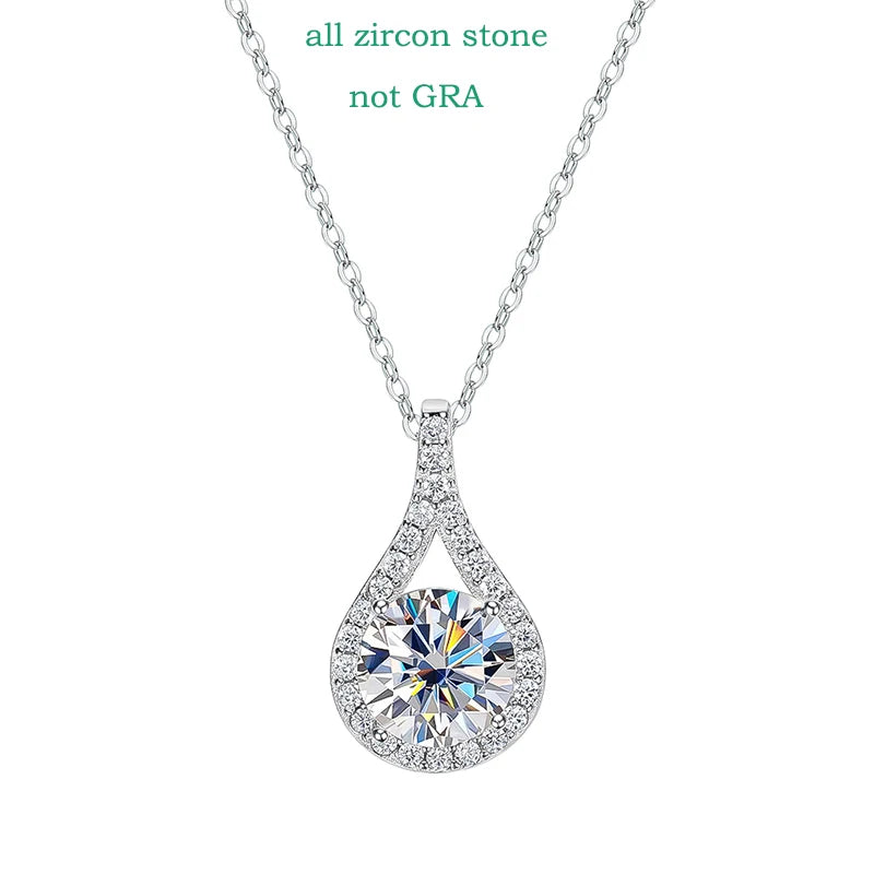 1-5ct Real Moissanite Necklace Sparkling S925 Sterling Silver Jewelry Water Drop