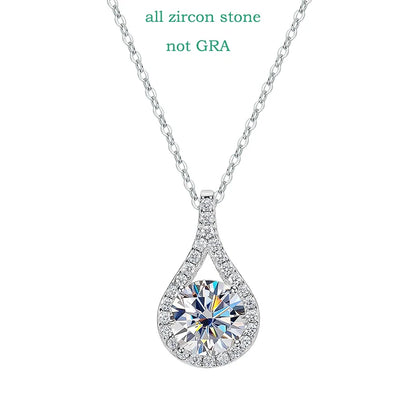 1-5ct Real Moissanite Necklace Sparkling S925 Sterling Silver Jewelry Water Drop