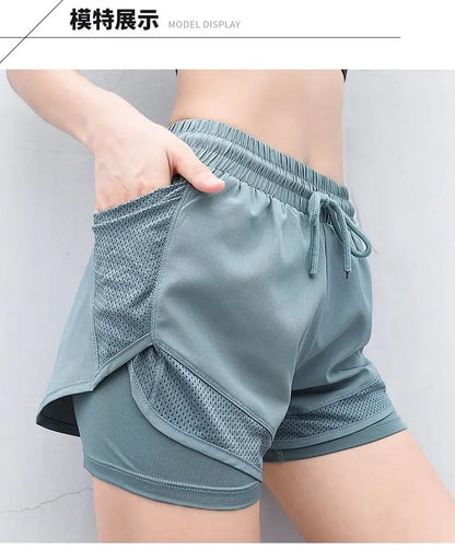 Summer sports shorts, women's loose casual anti-walking, light speed drying, high-waisted running, fitness, yoga, thin, breathab