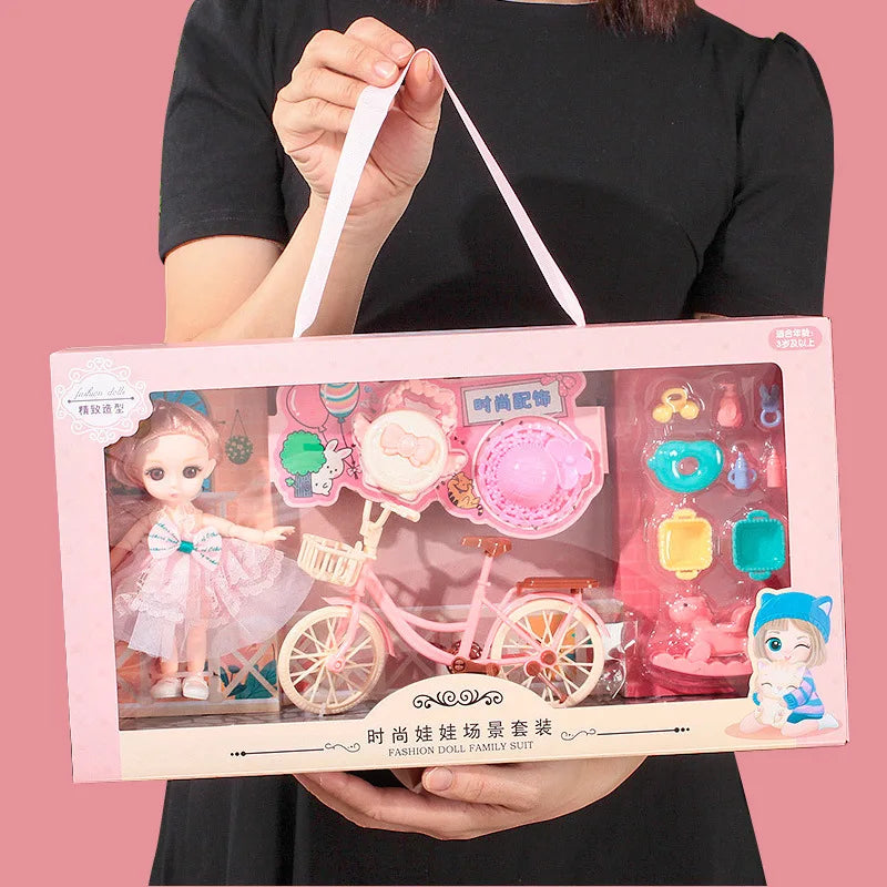 Toys BJD Doll for Girls Gifts Princess Bag Pet Shop Bicycle Joint Movable Full Set DIY Toy Children's Toy Birthday Christmas