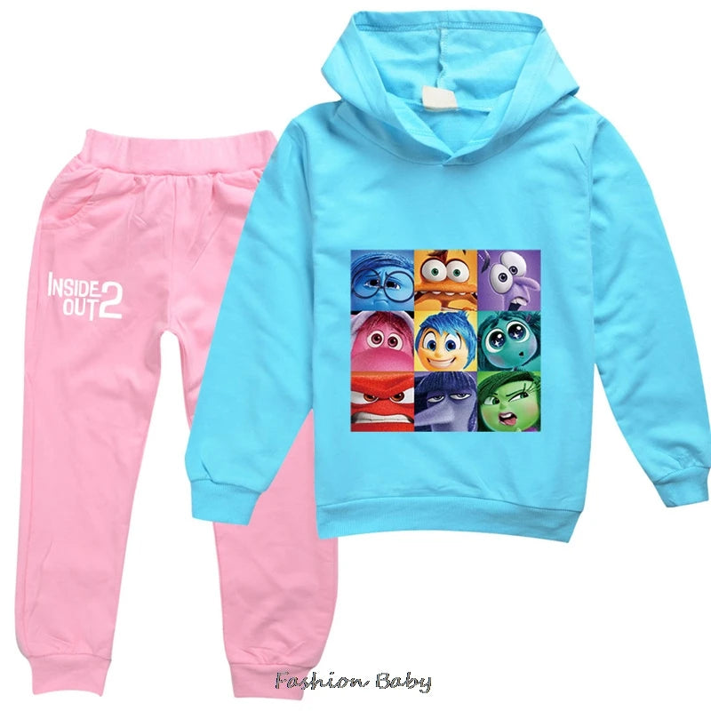 Inside Out2 Kids Hooded Clothes Baby Boys Tracksuit