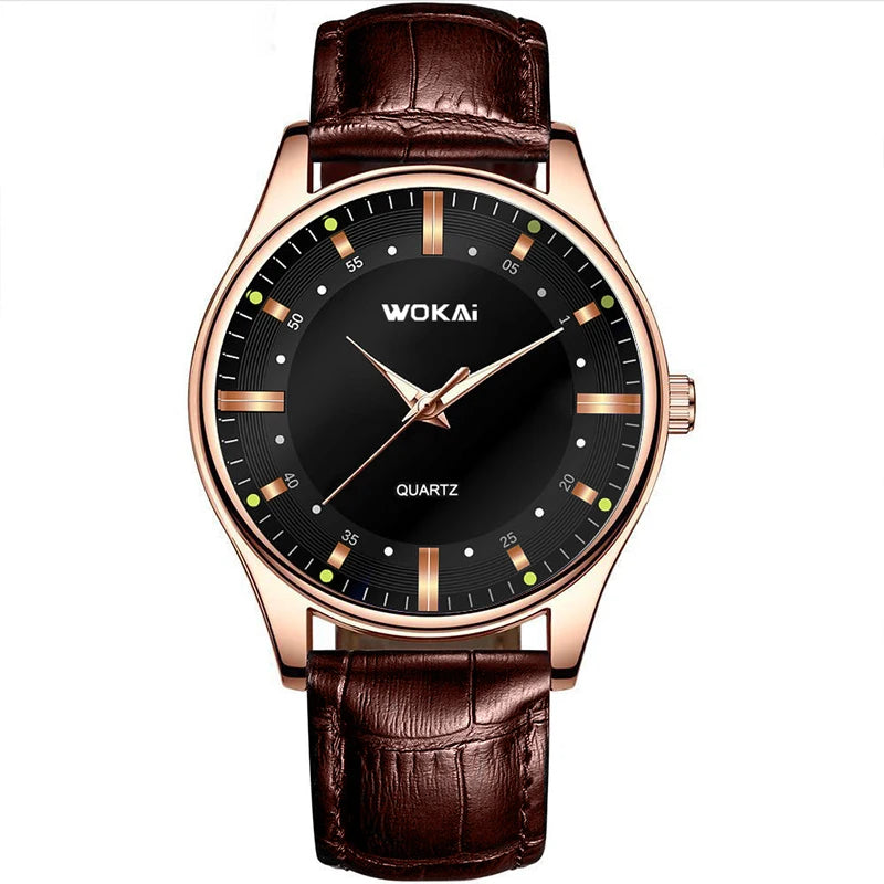 WOKAI high quality men's leisure belt quartz watch luminous waterproof commercial waterproof clock Golden Dragon Chinese style