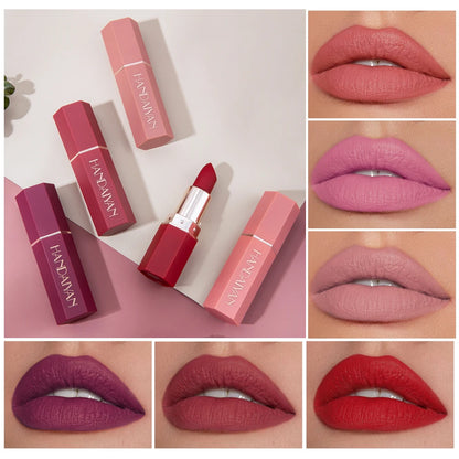 6-Color Matte Lipstick Set, Non-Fading, Non-Stick Cup Long-Lasting Velvet Finish, Smooth Matte Lip Color Waterproof Smudge-proof